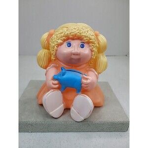 Vintage 1983 Cabbage Patch Kids Doll  Blonde Girl Pink Dress Holding Piggy Bank